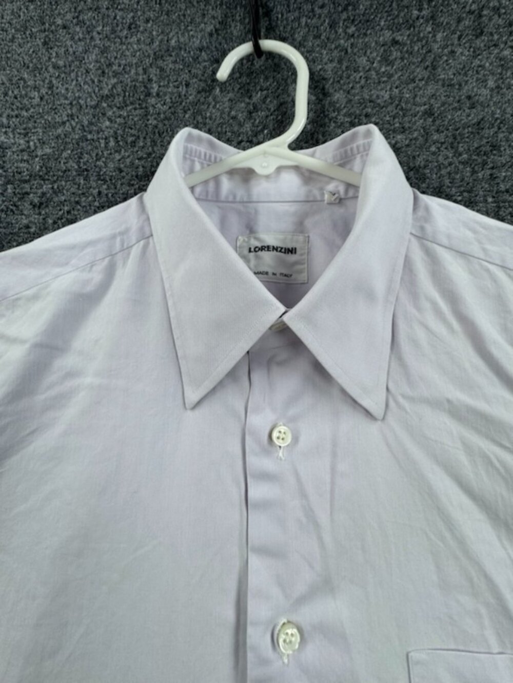 Lorenzini Point Men Italy 17 Purple Button Up Pocket Long Sleeve Solid Shirt